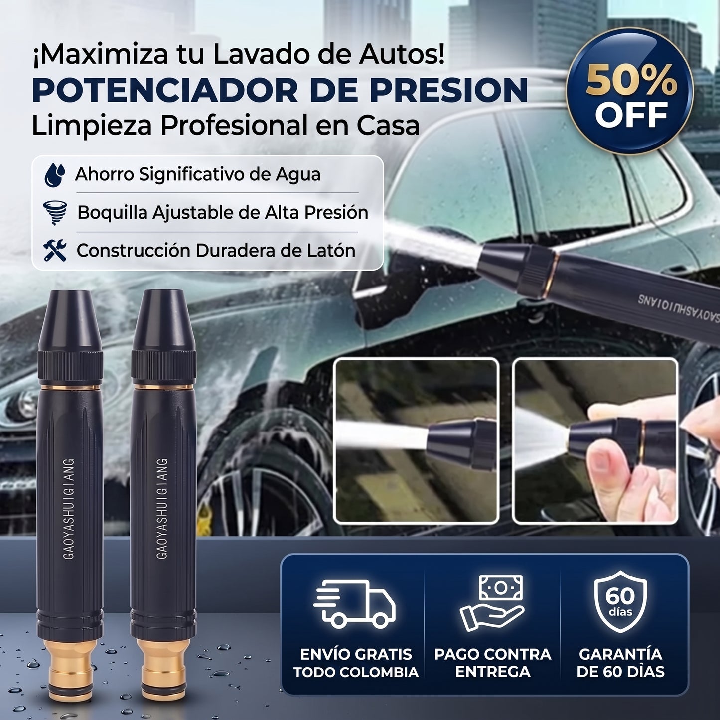 AquaBronce™ – Boquilla de Alta Presión: Tu Manguera se Convierte en Hidrolavadora