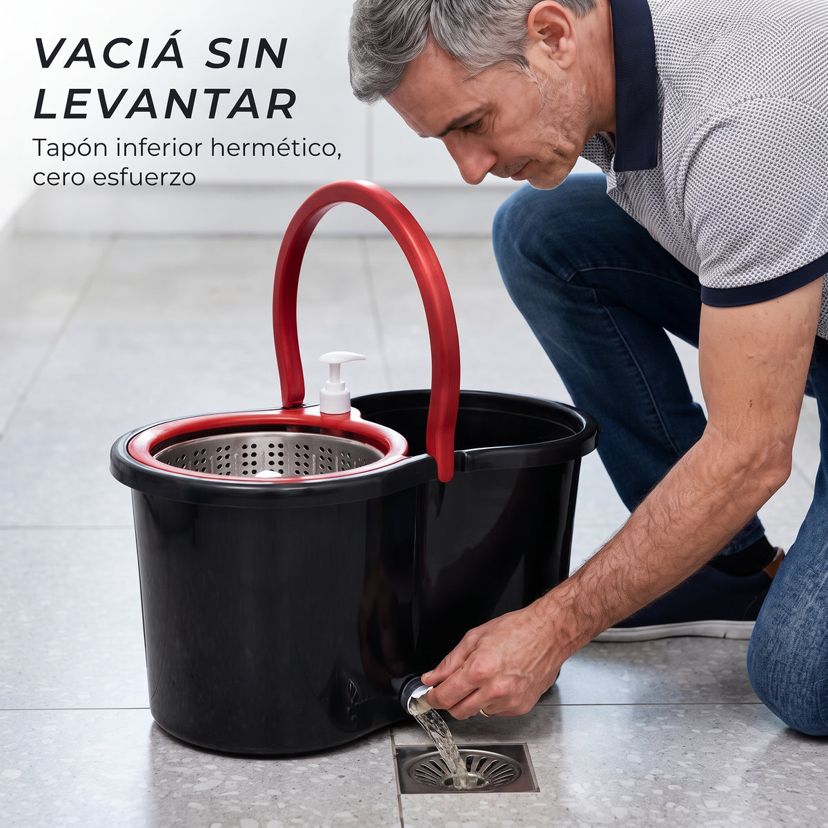 Girolimpio™ Kit Completo de Limpieza – Palo + Balde con Dispensador de Jabón + 3 Mopas de Repuesto
