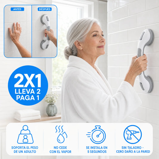 Barra de Apoyo para Ducha SecureGrip™ | Seguridad Antideslizante sin Taladro