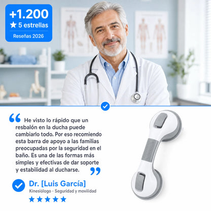 Barra de Apoyo para Ducha SecureGrip™ | Seguridad Antideslizante sin Taladro