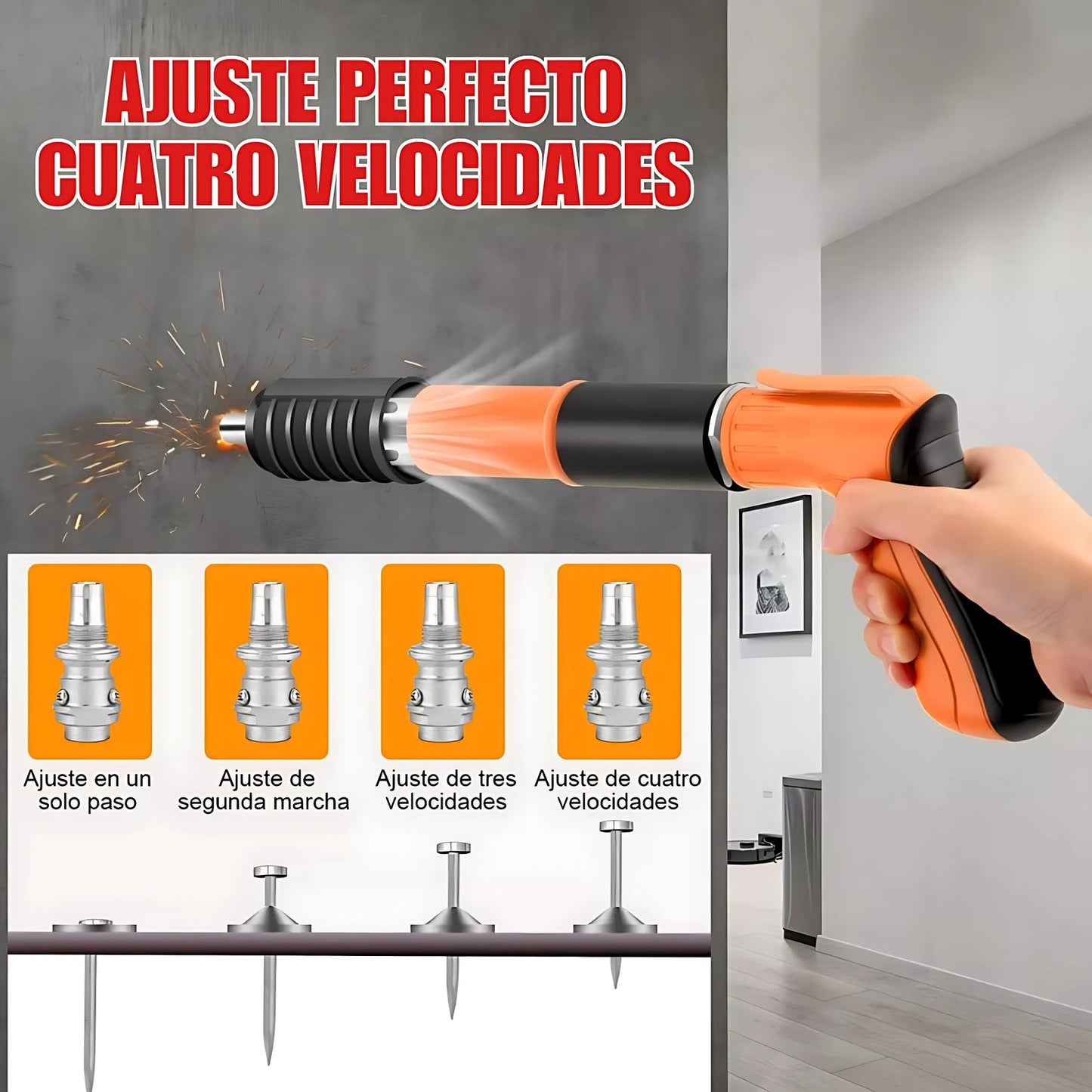 Pistola Fijadora de Clavos Portátil (Kit Protector y 20 Clavos Gratis🎁)